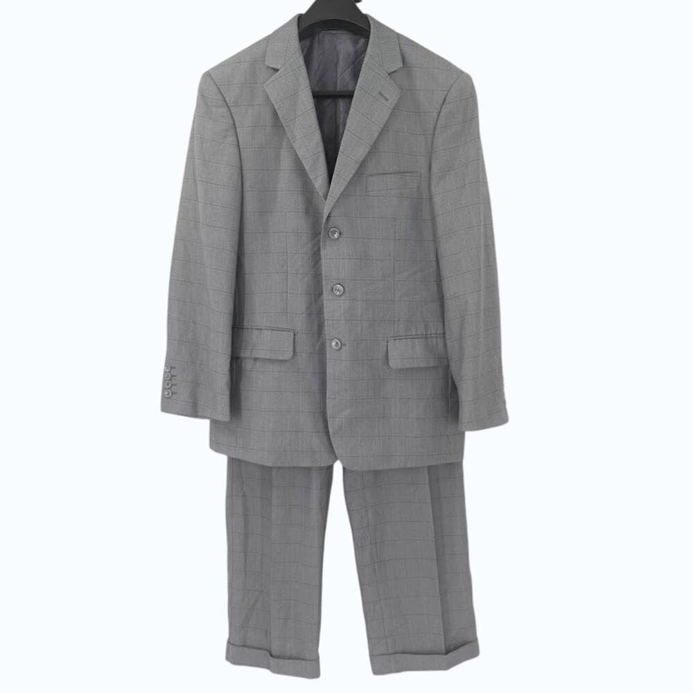Vinci Men’s Gray 2pc Suit 42R Jacket Pants Zipper Repair Needed AS IS